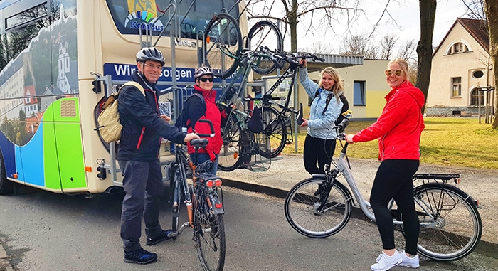 FahrradBus auf dem Rudolstädter Busbahnhof